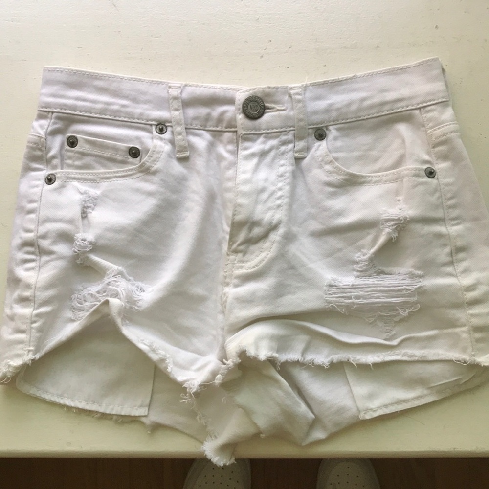 White ripped jeans shorts